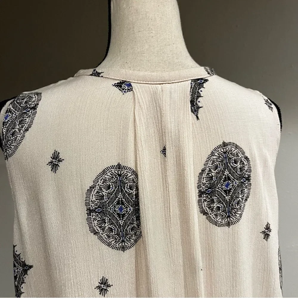 FREE PEOPLE SWING Ivory Medallion Print Tunic Mini Dress Boho Festival‎